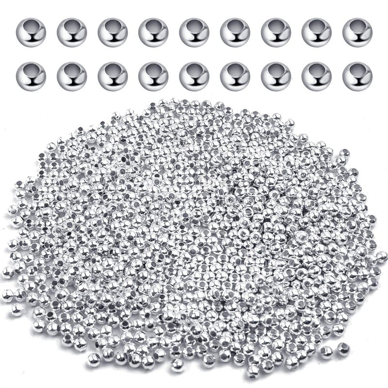 Aylifu Crimp Beads 3mm, 1000 Pieces Stopper Beads Metal Bead Spacers for DIY Bracelet Jewelry Making, Silver - Image 1